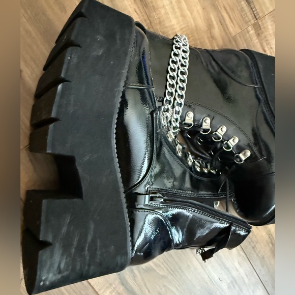 Womens size 7 Platform Boots Chunky Ankle Punk Boots Lace Up&Zipper Combat Boots - Picture 3 of 7